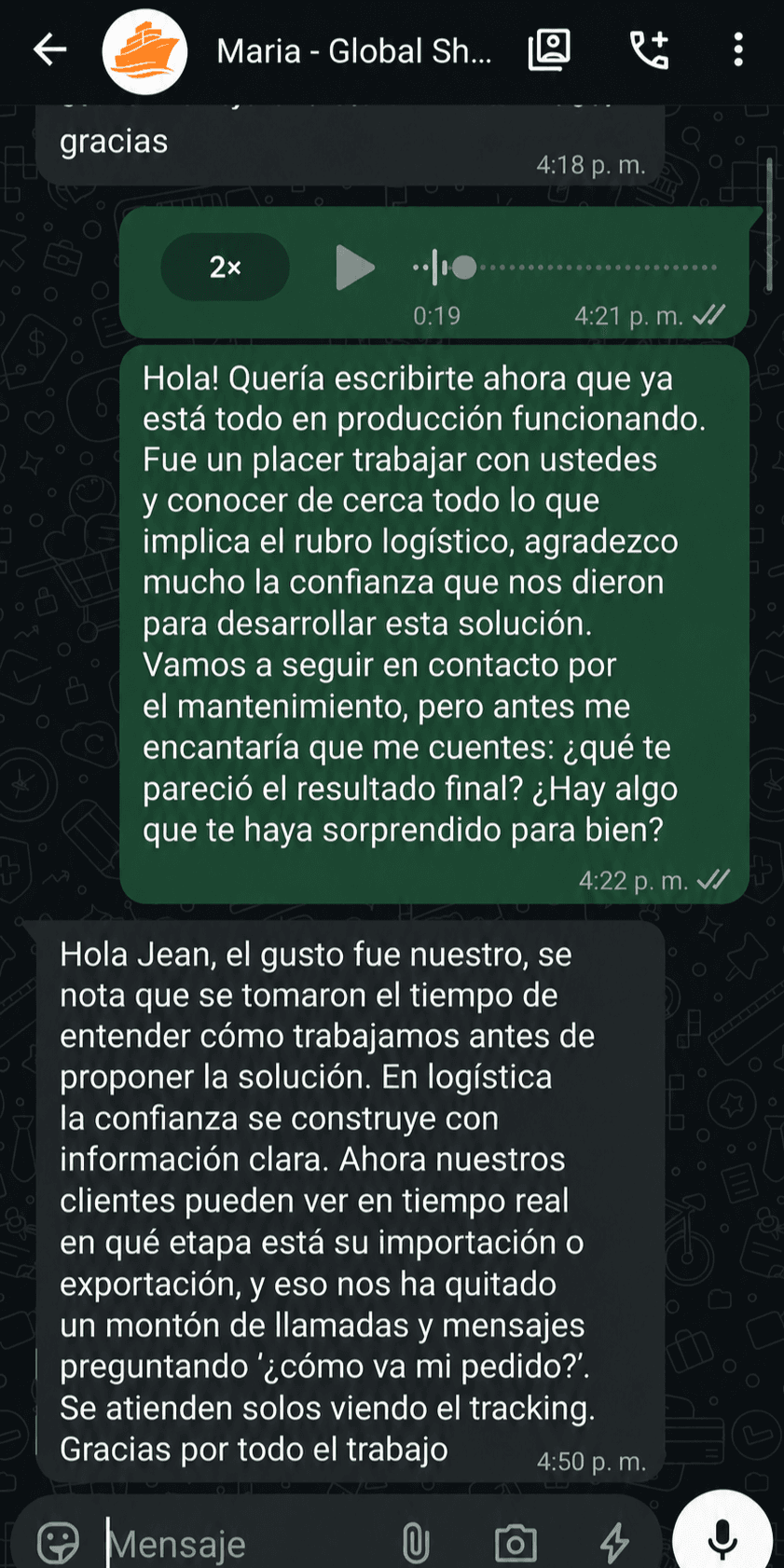 Testimonio de Empresa Global Shipping Forwarder
